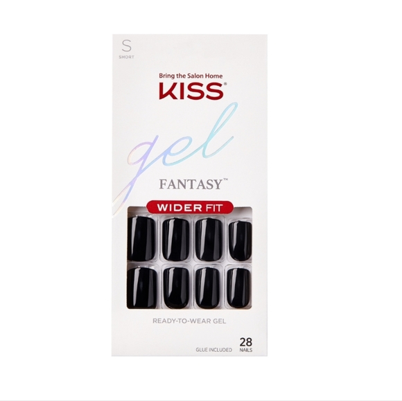 Kiss Makeup Kiss Gel Fantasy Wider Fit Ready To Wear Black Nails 28